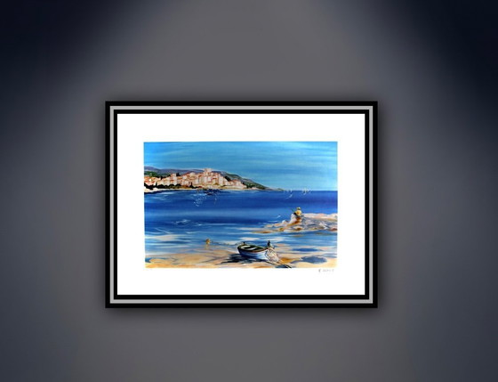 Image 1 of Anne Marie Briante: "Le pêcheur".  Litografia a colori, firmata e numerata a mano.