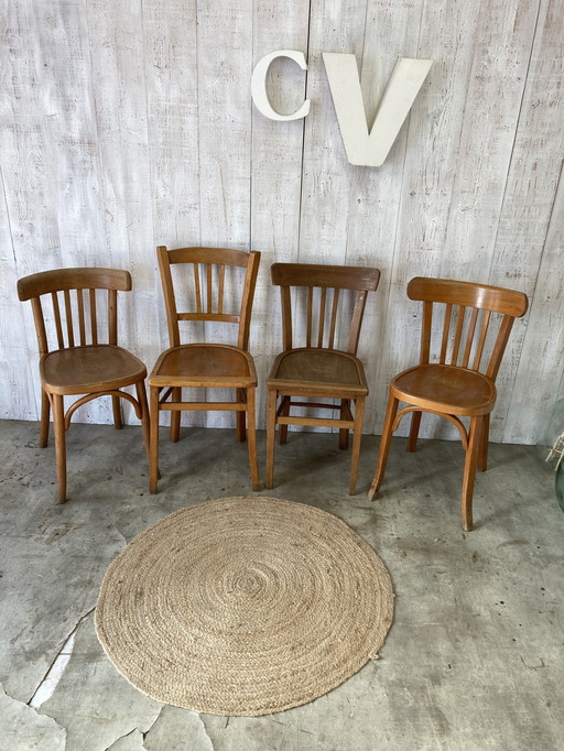 Set De 4 Chaises Bistrot Vintage Dépareillées