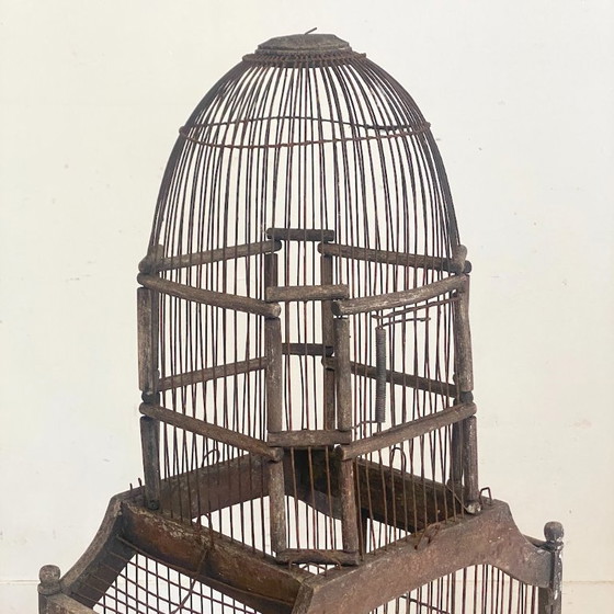 Image 1 of Jaula para pájaros antigua de principios del siglo XX.
