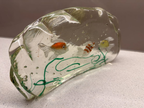 Vintage Murano Aquarium with three fish – attributed to Alfredo Barbini for Cenedese – Decorative Objects (photo 8 of 15)