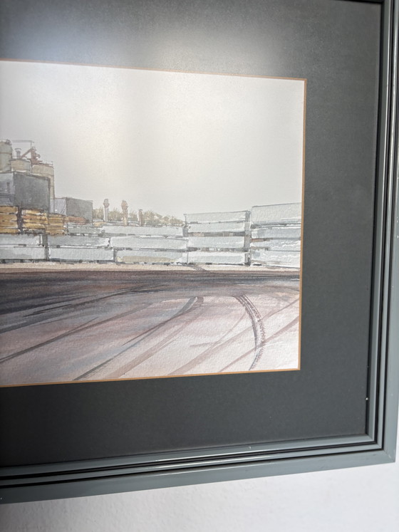 Image 1 of Original Industrial Watercolor Painting by Dorien Uitenboogaard (1987) – Framed (51x36cm)
