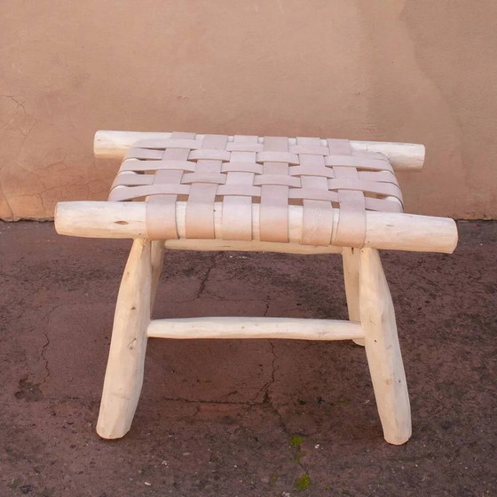 Tabouret en cuir tressé – Bois (photo 2 of 5)