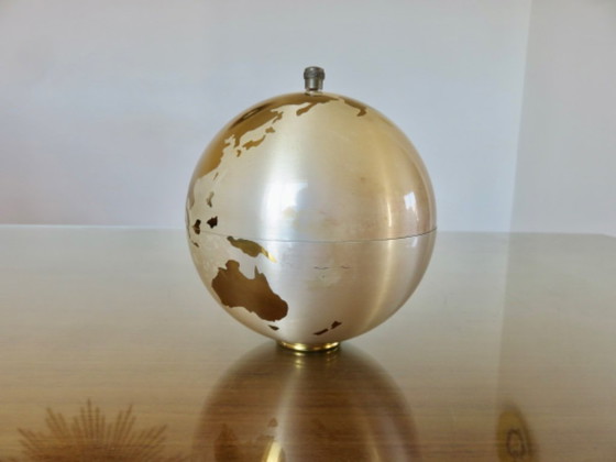 Image 1 of Large globe, brass cigarette dispenser, 1960s-70s