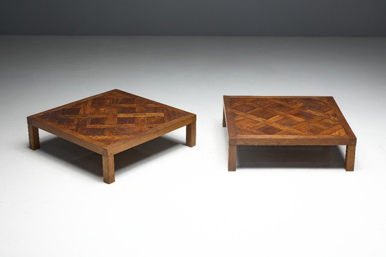 Image 1 of Brutalistischer Parkett Couchtisch, Frankreich, 1970er