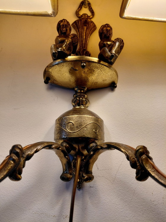 Applique classica stile barocco, Bronzo/Ottone con angioletti (Putti), Tessile, Beige (foto 4 di 7)