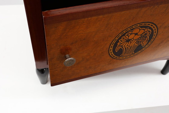 Image 1 of Tavolino Art Déco ad arco con contenitore e piano in marmo nero, Francia, 1920 ca. 1920