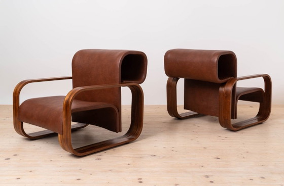 Pair of J. Bočan Brutalist Lounge Chairs for the Czechoslovak Embassy, Stockholm – Armchairs, Wood (photo 5 of 23)