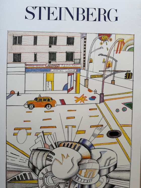 Saul Steinberg (1914–1999), Cocktail Lounge, 1986, Vintage tentoonstellingsposter, gedrukt in Frankrijk (photo 4 of 12)