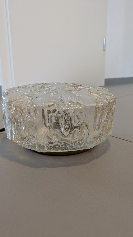 Image 1 of Lampada da soffitto vintage in vetro ghiaccio anni '70 Honsel