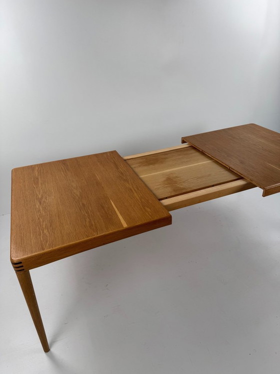 Tavolo da pranzo allungabile in rovere, H.W. Klein, Danimarca, c. anni '60, Bramin, Tavoli da pranzo, Legno (foto 11 di 15)