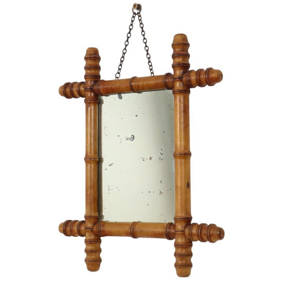 Antiker Holzspiegel Faux Bambus Chinoiserie 40x34cm – Glass, Wood (photo 4 of 14)
