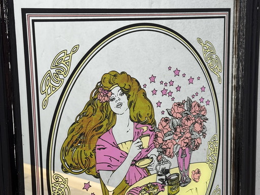 ☕✨ Vintage Nescafe Mirror - Art Nouveau Style ✨☕