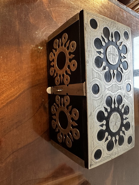 Image 1 of Mauritanian Jewelry Box - Silver Metal And Ebony Wood