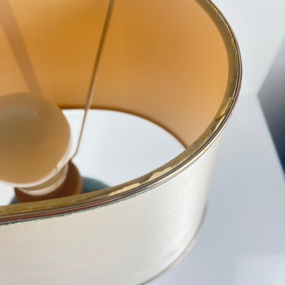 Image 1 of Lampada da tavolo della Maison Le Dauphin in ottone e malachite verde imitazione, 1980