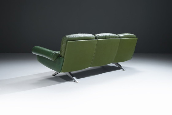 Image 1 of Magnifique et très rare canapé DS-31 en cuir vert, conçu par Team De Sede pour De Sede Swiss.