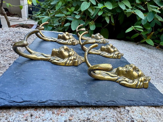Set mit 5 Kleiderständern – patères lion, Brass (photo 4 of 5)