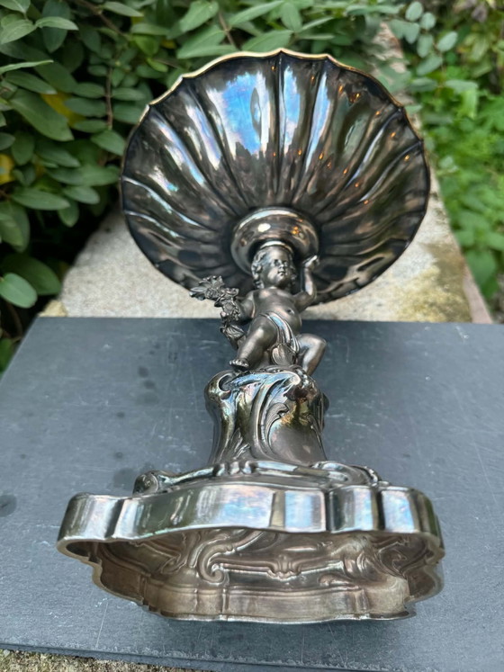 Tazza centrotavola argentata Art Nouveau, Oggetti decorativi, Metallo, Argentato (foto 5 di 10)