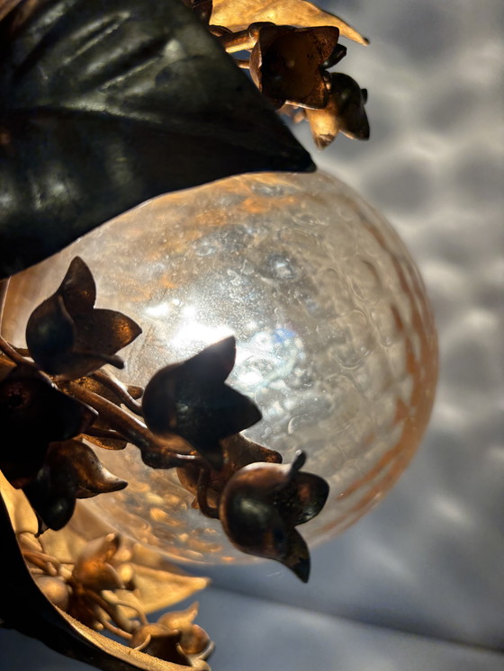 Image 1 of Lampada a sospensione placcata oro, a forma di campanelle di glicine. Disegnata da Banci Firenze negli anni '60.