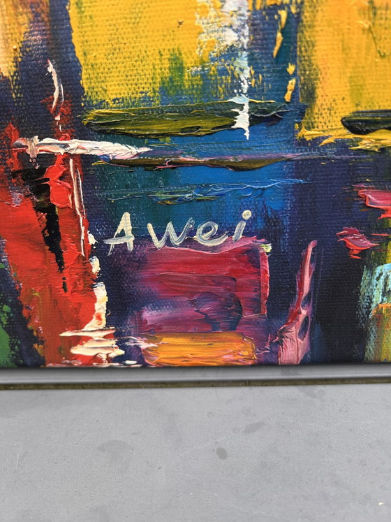 Image 1 of Modern abstract Skyline painting