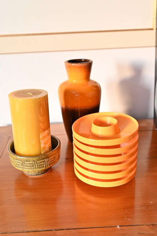 Coffret cadeau vintage - Allemagne de l'Ouest : vase et bougeoir Scheurich - Valon Vintage Popper