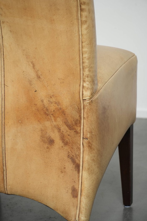 Image 1 of 4 x Luxury Cowhide Leather Dining Chairs With A Beautiful Light Color And A High Back