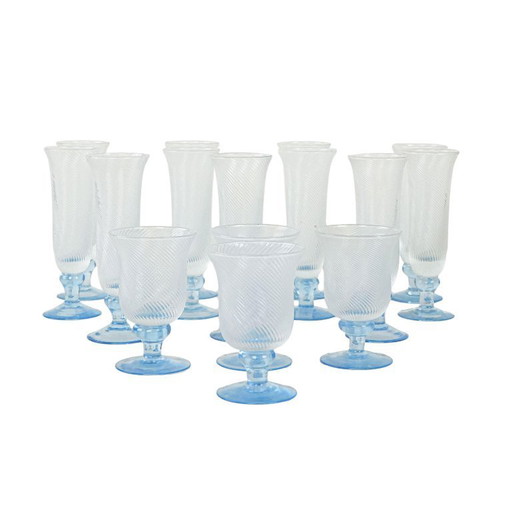 Set di bicchieri in vetro, design italiano, anni '70, produzione: Italia