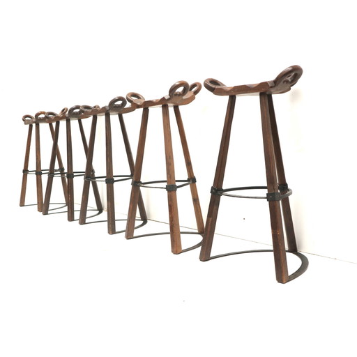 5X Tabouret Brutaliste Espagnol 'Marbella' de Confonorm des années 1970