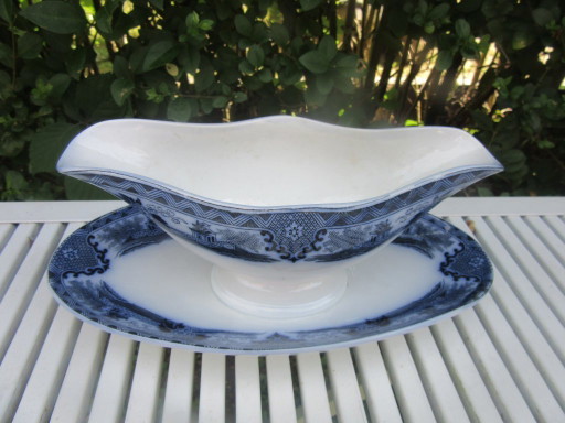 ANTIEKE PORSELEINEN JUSKOM SHANGHAI blauw wit
