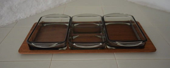 Set da portata in legno e vetro fumé, Accessori da tavola, Marrone, Vintage (foto 4 di 15)