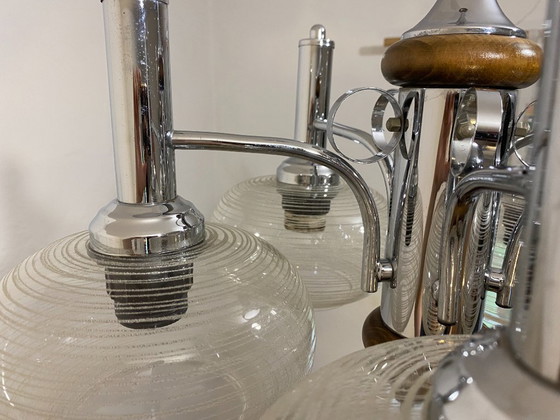Vintage EMI Poljčane 5-Light Sputnik Chandelier, 1980s – Chrome, Glass (photo 7 of 16)