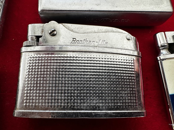 Image 1 of Lot of 10 Vintage Silver Match Lighters - Brother Lite - Ronson-Hadson