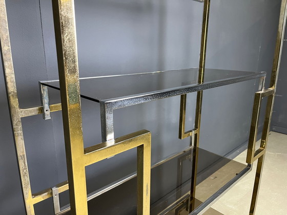 Image 1 of Mobiletto da parete vintage in ottone e cromo, anni '70