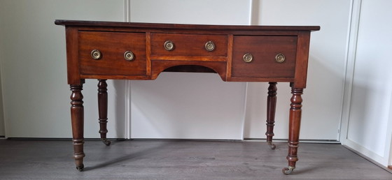 Antieke Mahoniehouten Schrijftafel of Bureau – Wood, Brass (photo 2 of 9)