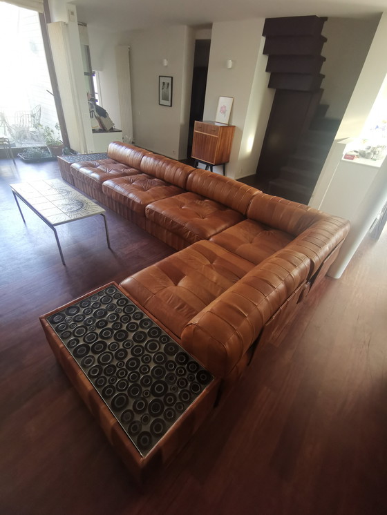 Image 1 of DE SEDE DS 88 modular sofa in cognac patchwork leather