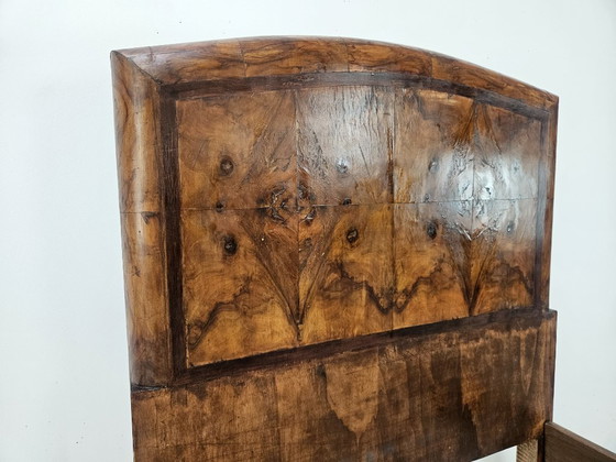 Image 1 of Cama individual toscana Art Déco de los años 40 en madera de raíz de brezo.