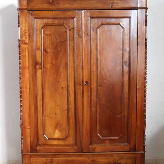 Antique Wardrobe in Solid Walnut, Restored, Italy Mid 19th Century – Wood (photo 20 of 21)