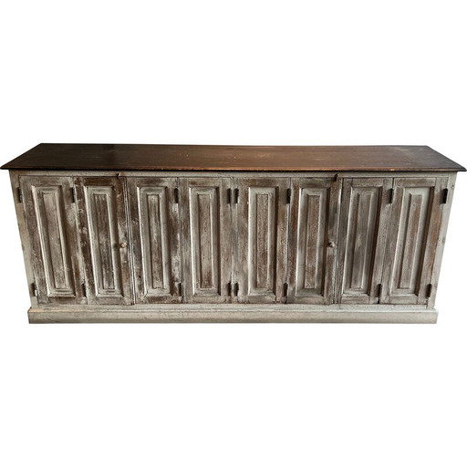 6-door vintage patinated oak cabinet