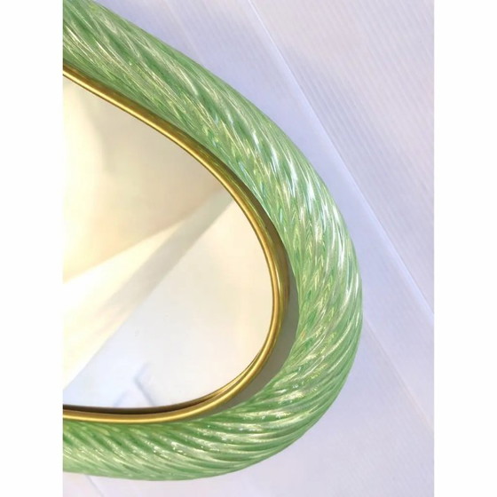 Image 1 of Italian Luxury Green Weathered Murano Glass Mirror with Gold Leaf Torchon – Simoeng