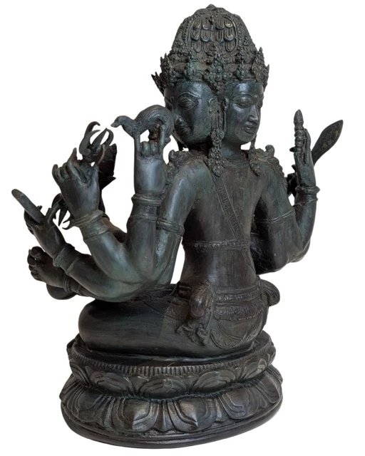 Estatua de Brahma indonesia de bronce con cuatro cabezas y catorce brazos Lote 079 – Esculturas, Bronze (photo 6 of 13)