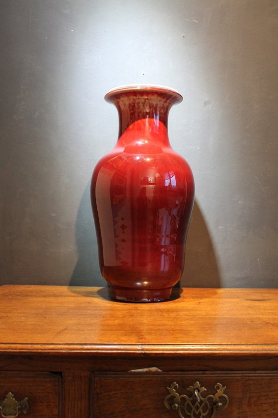 Image 1 of Antique Chinese "sang de boeuf" vase. (one of 2 available)