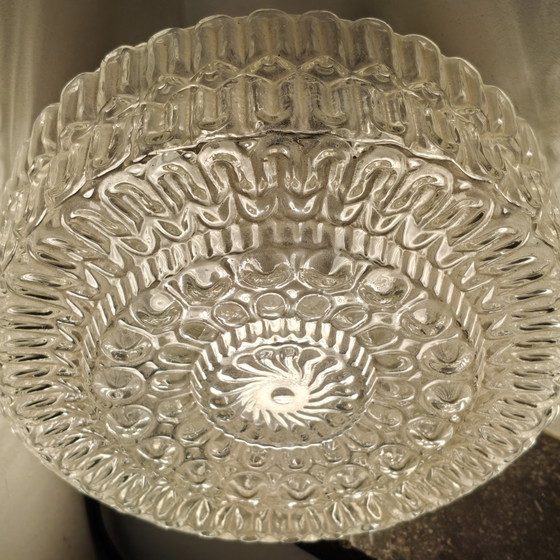 Image 1 of Plafonnier vintage en verre texturé | Lampe murale ou de plafond des années 1970