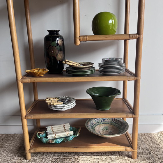 Image 1 of Rotan bamboe boekenkast stelling