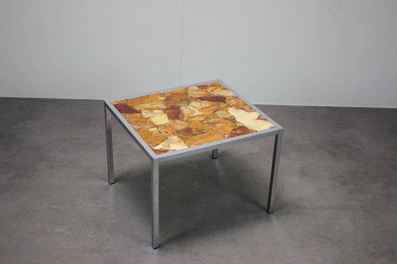 Image 1 of Mid-Century Resin and Stone Chrome Plated Coffee Table, 1970s, Germany