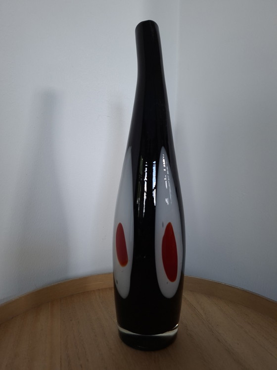 Image 1 of Vintage Murano "Evil Eye" Vase – Black/Red/White (35 cm)
