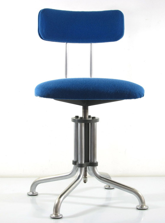 Image 1 of Chaise de bureau Gispen bleue vintage des années 1930