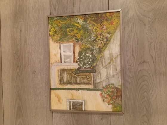 Image 1 of Beautiful frame with a print of a beautiful colorful flower garden