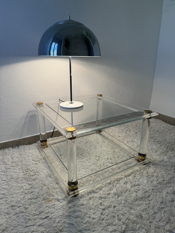 Image 1 of Brass Plexiglas Coffee Table 70s