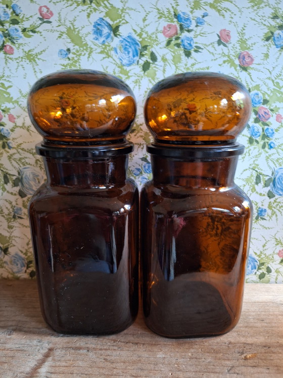 Set Van 5 Amber Glas Apothekerspotten – Keukenaccessoires, Plastic (photo 7 of 9)
