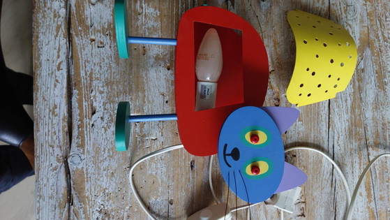 Memphis style design Children's light wooden cat, Metal, Multi Color (photo 5 of 6)