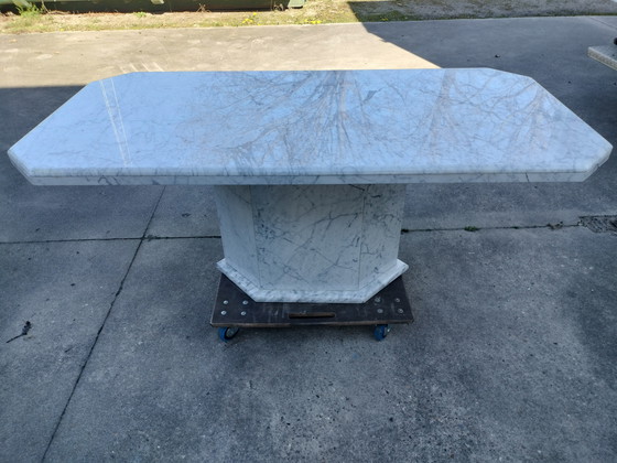 Image 1 of Carrera Marble Dining Table 180x90 cm – Designer Table – Black/White “Italian design style / presumably Italian made.”